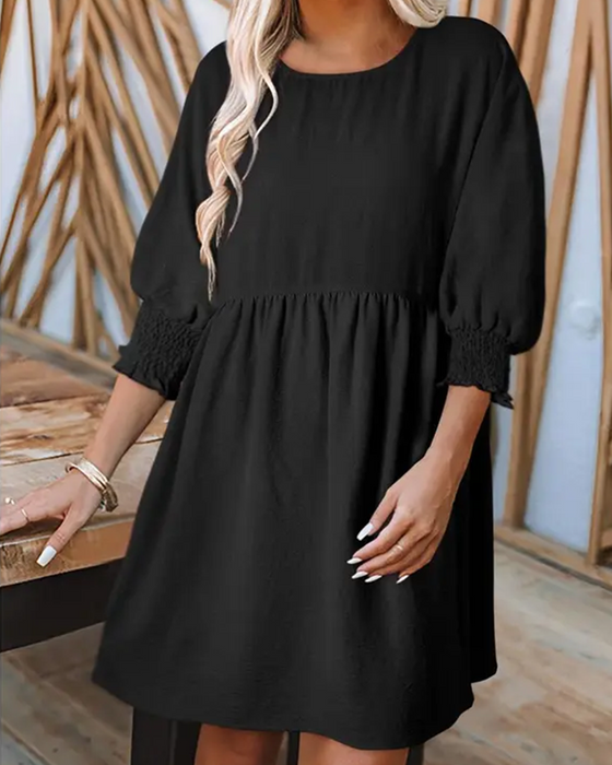 Kleid Damen Unifarben taillierend