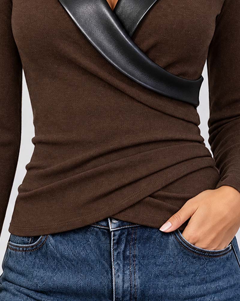 Oberteil PU Revers Kreuz Langarm