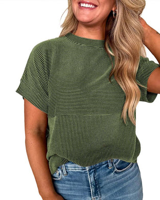 T-Shirt Gestreift Kurzarm Rundhals