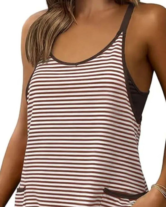 Jumpsuits Gestreift Ärmellos Camisole Lässig