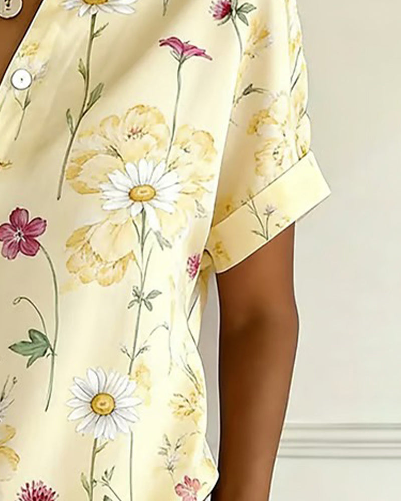 Hemd Frisch Blumendruck