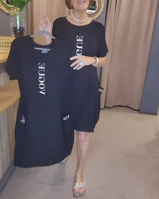 Kleid Casual Kurzärmlig Locker Buchstabe Druck