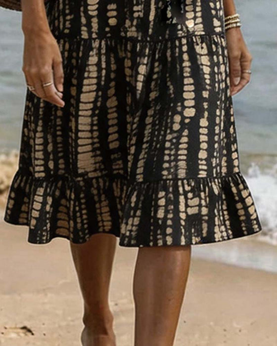 Lässiges Kleid Mit V-Ausschnitt Und Print