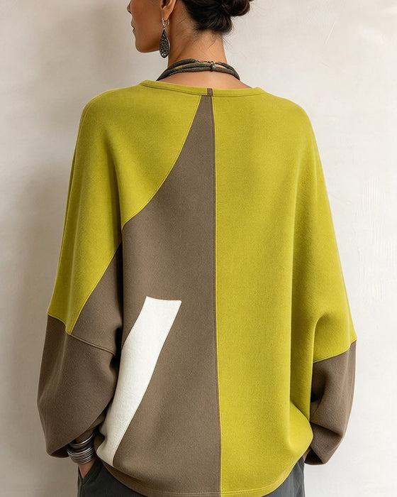 Oberteil Rundhals Raglan Ärmel Farbblock