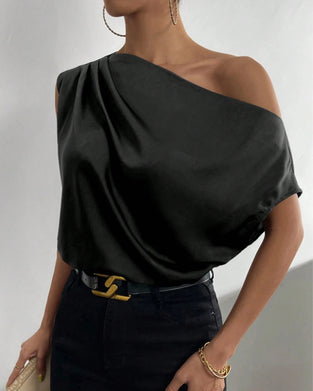 Bluse Uni Farbe Off Shoulder Ärmellos