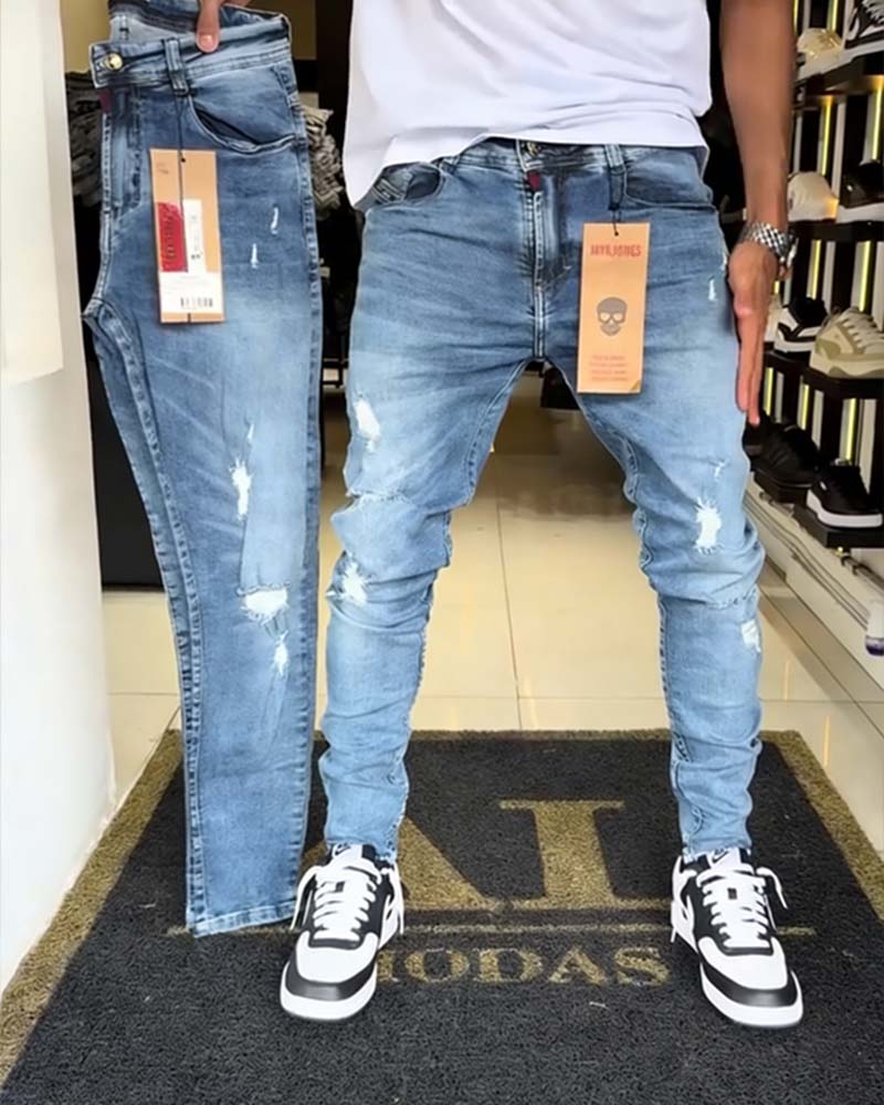 Jeans Distressed Slim Fit Tapered
