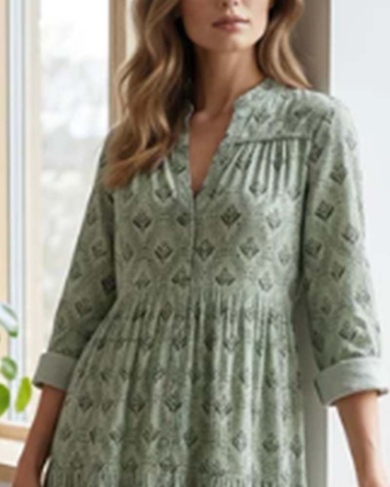 Kleid Vintage V-Ausschnitt Geblümt