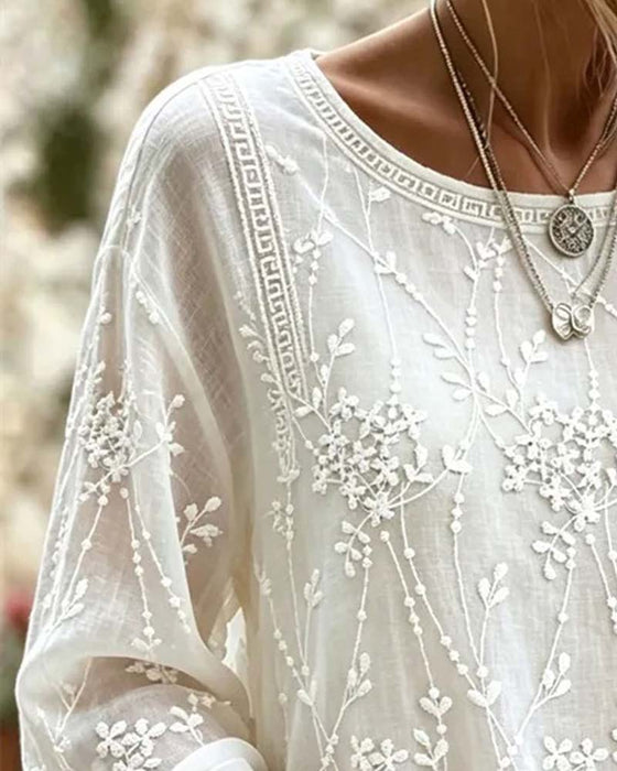 Bluse Dreidimensional Blume Laterne Ärmel