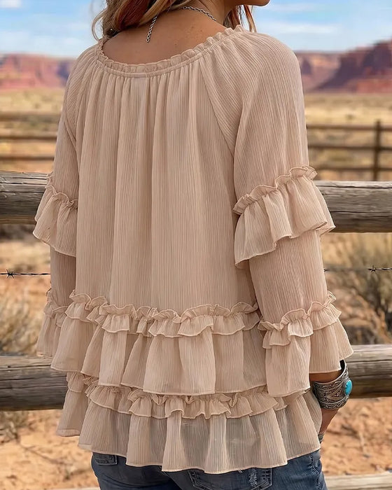 Bluse Doppelte Lage Rüsche Flare
