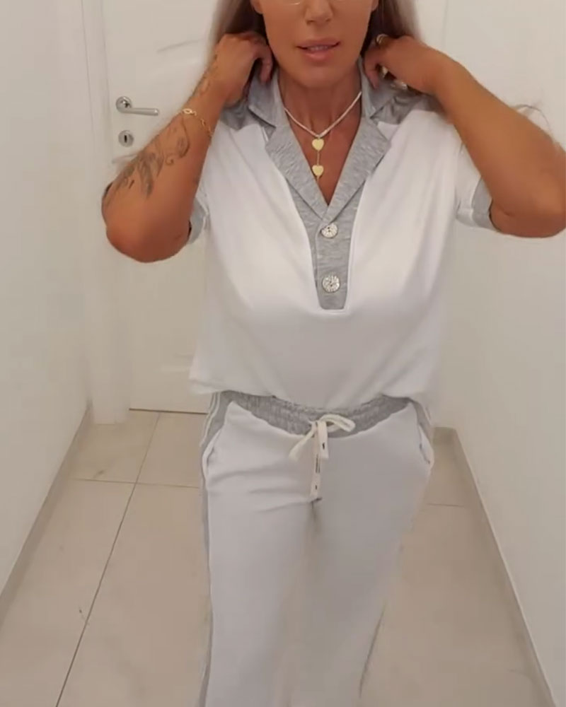 Set Farbblock Camp Kragen Lässig