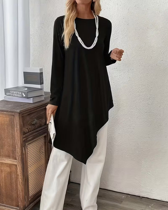 Top Asymmetrisch Midilänge Unifarben