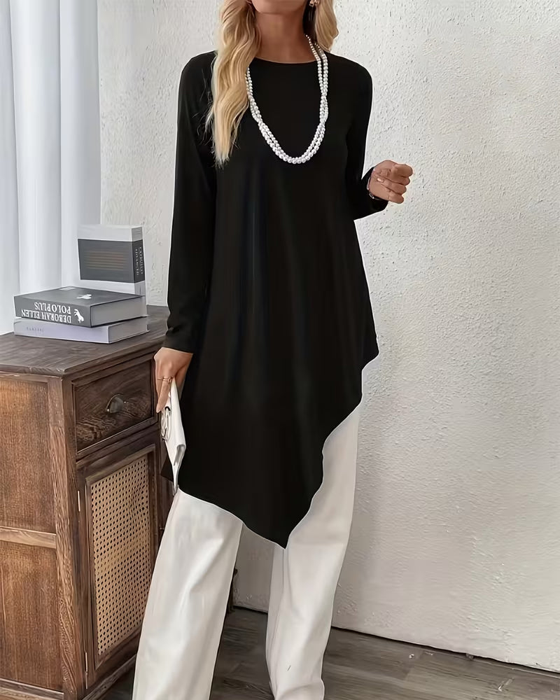 Top Asymmetrisch Midilänge Unifarben