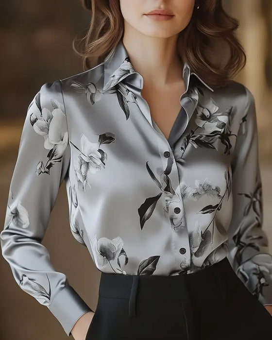 Hemd Retro Stil Blumenprint