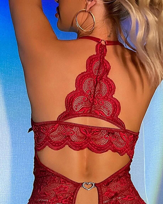 Spitze sexy Schlafanzug mit offenem Schritt
