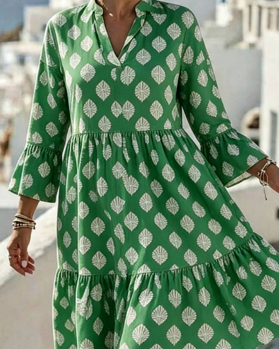 Kleid V-Ausschnitt Gedruckt