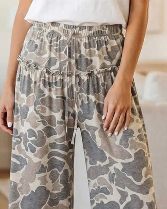 Hose Elastische Taille Tarnung Rüsche Capri