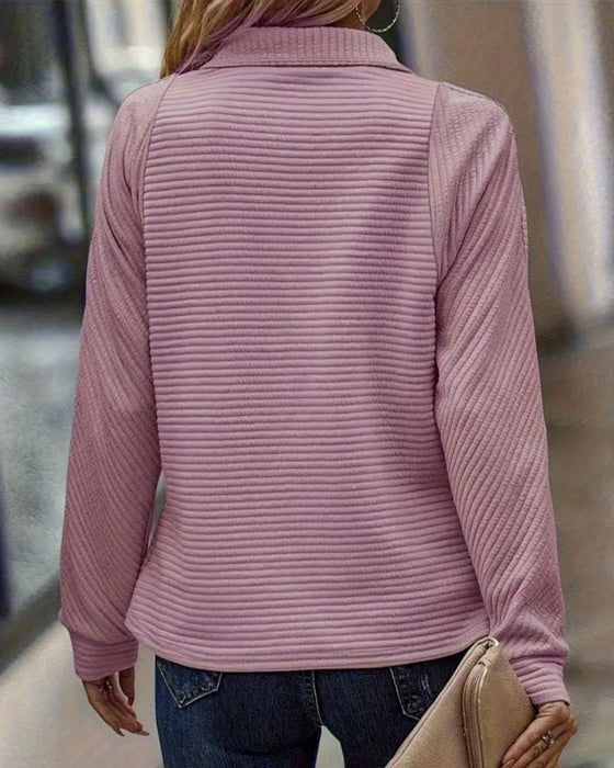 Pullover Mit Einfärbigem Design Und Reißverschluss