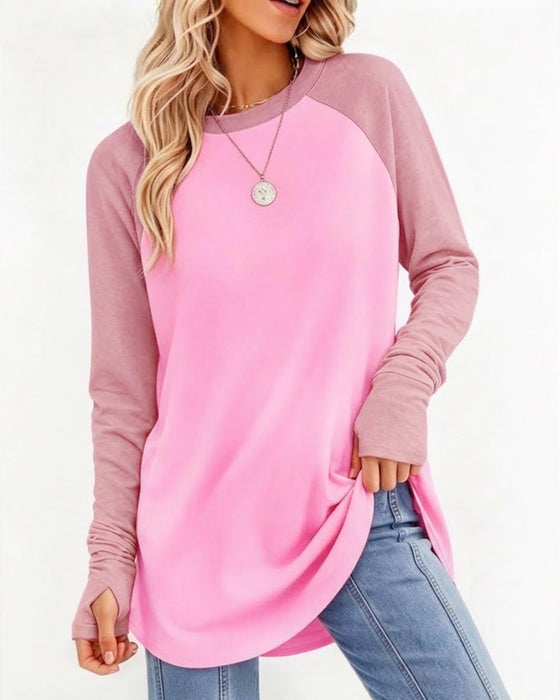 Oberteil Locker Rundhals Raglan Langarm