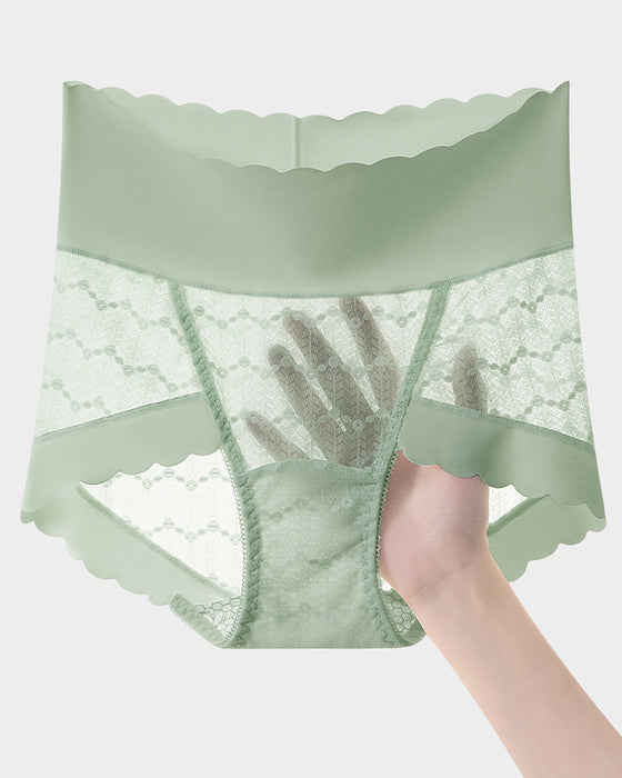 Atmungsfreie Nahtlose High-Waist Spitzen Slip