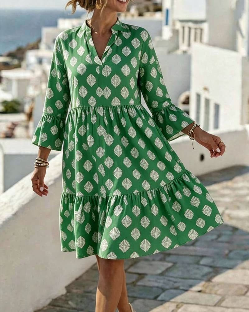 Kleid V-Ausschnitt Gedruckt