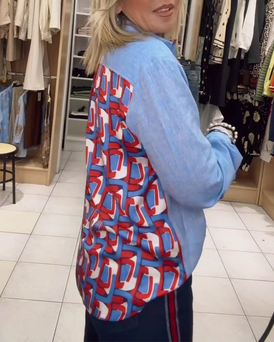 Hemd Revers Langarm Geknöpft