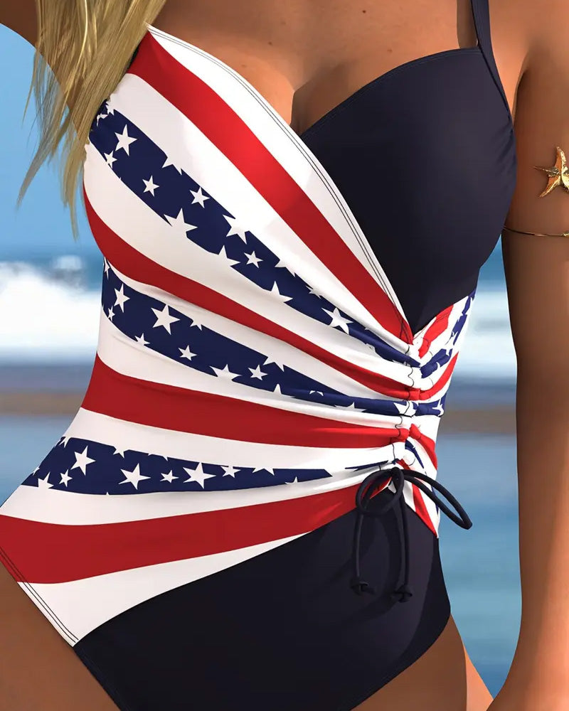 Einteiliges Urlaubs-Kleid Mit V-Ausschnitt