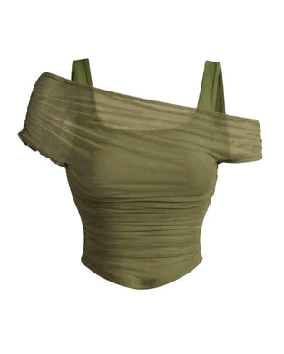 Bluse Netz Rüsche Cami