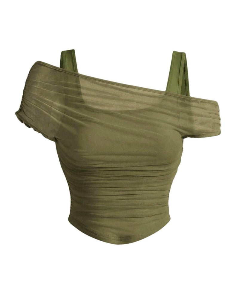 Bluse Netz Rüsche Cami