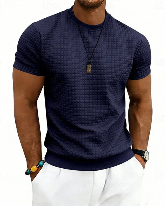 T-Shirt Gerippt Rundhals Kurzarm