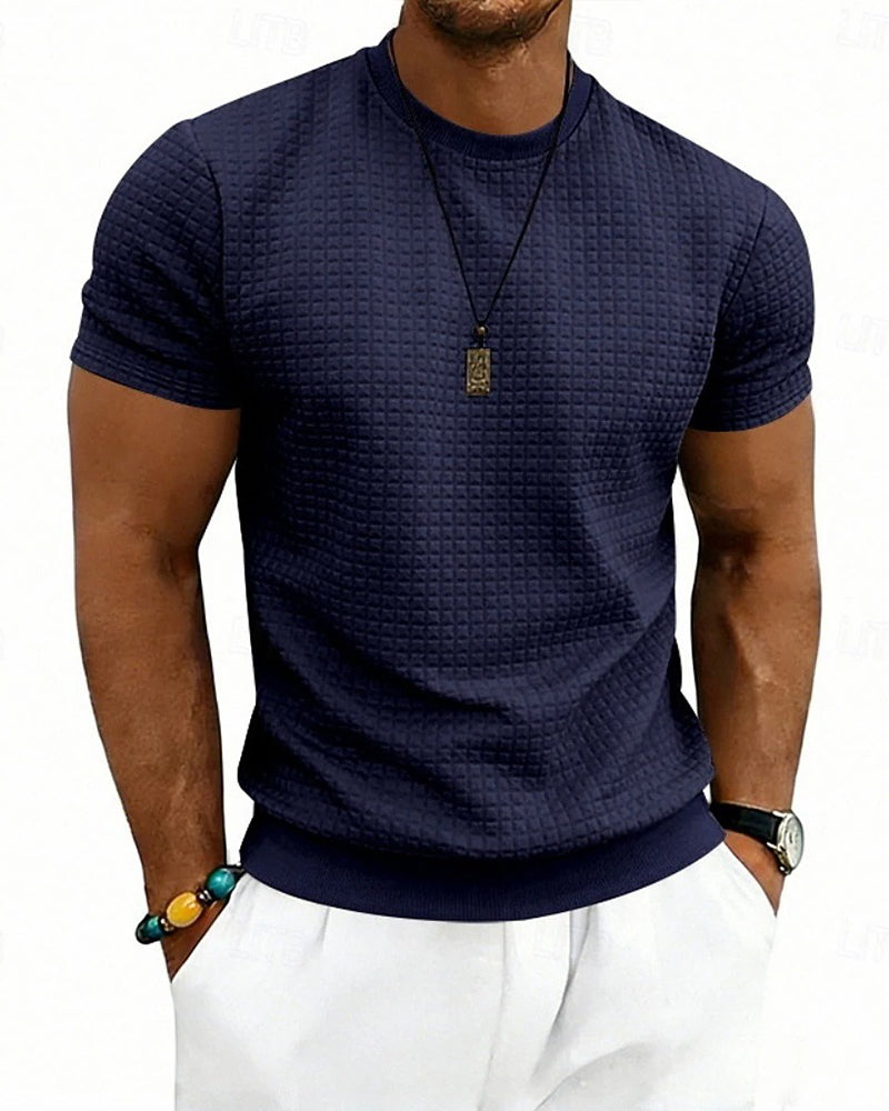 T-Shirt Gerippt Rundhals Kurzarm