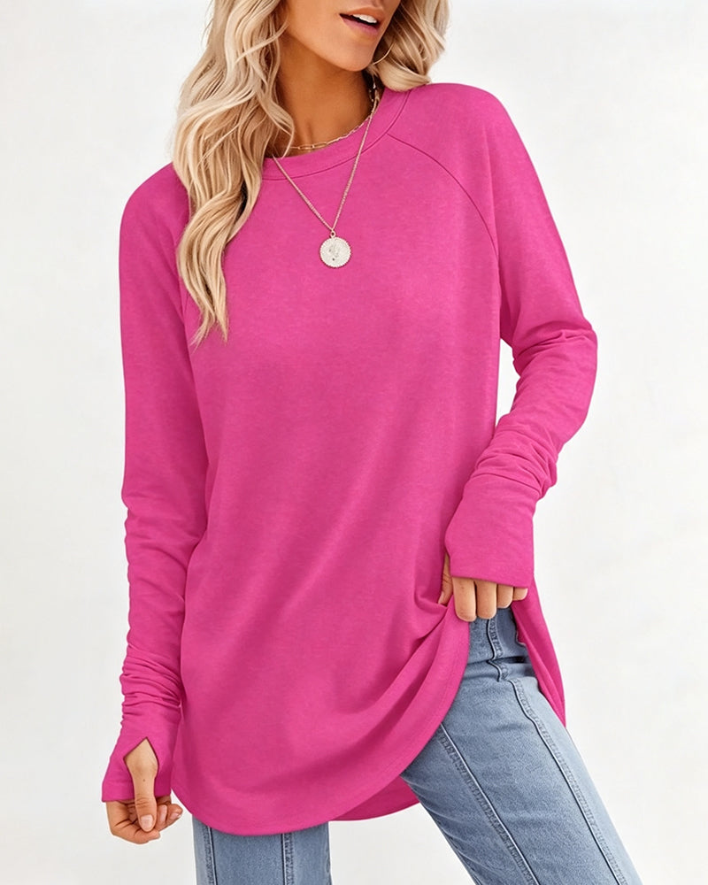 Oberteil Locker Rundhals Raglan Langarm