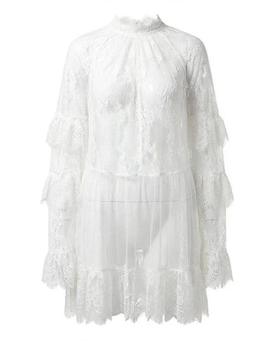 Kleid Elegant Durchbrochene Spitze