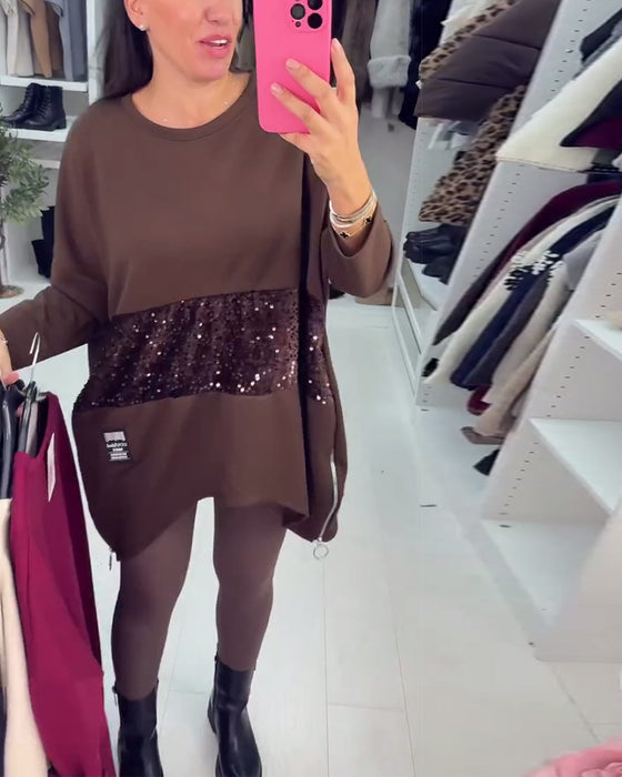 Weiter oversized Sweatshirt mit Pailletten
