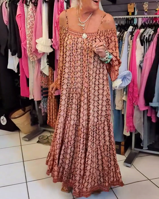 Boho-Stil Trägerlockeres Kleid
