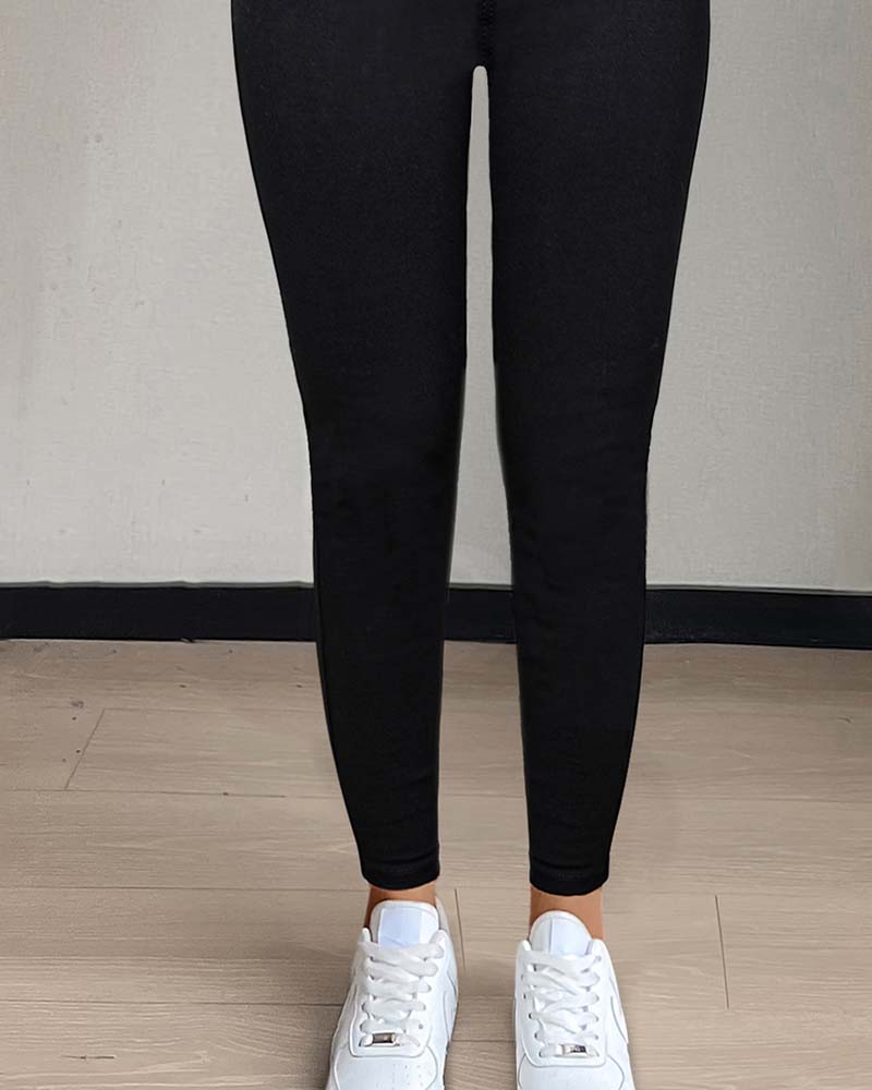 Hose Damen Tasche Einfarbig Skinny Lässig