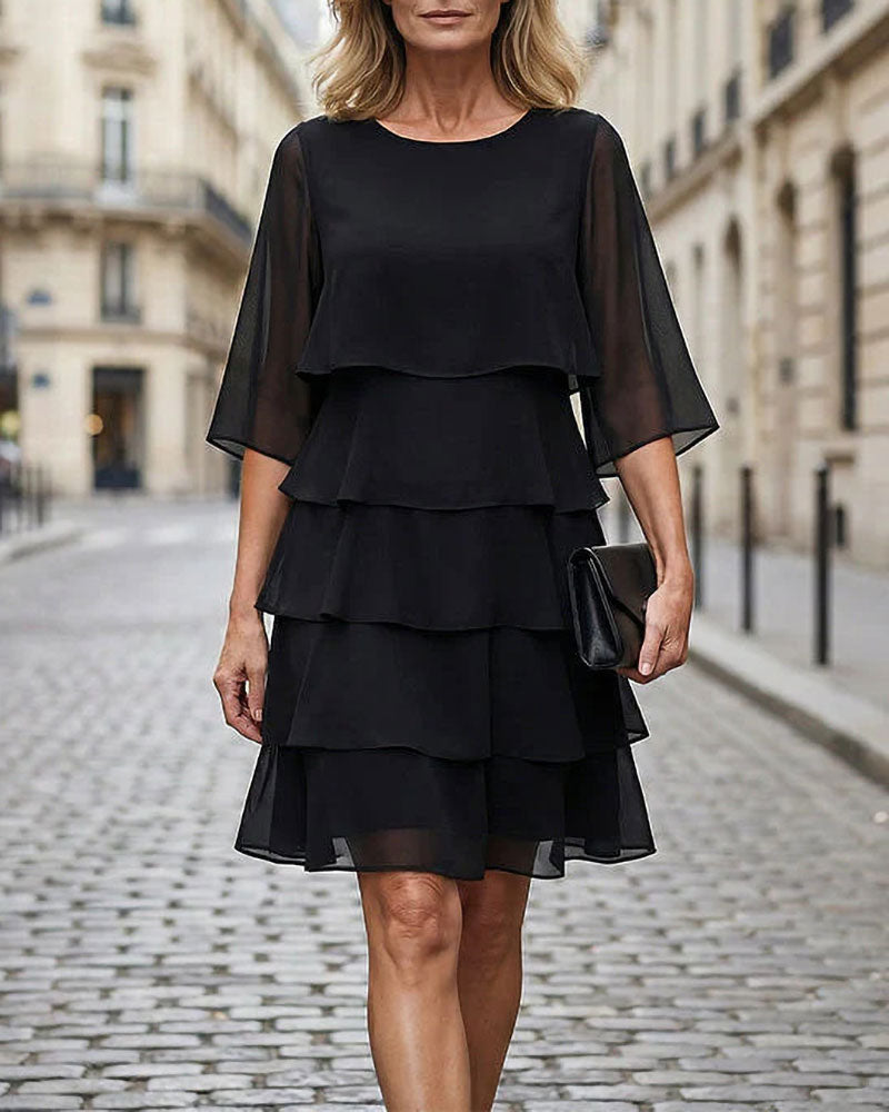 Kleid Locker Runder Halsausschnitt Kuchen