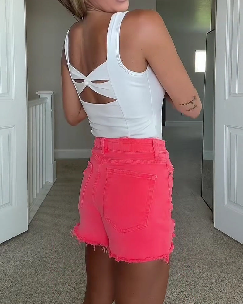 Tank Top Rücken Twist Knoten Integrierter BH