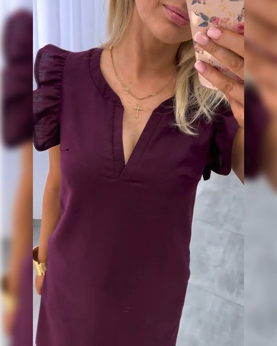Kleid Flatterärmel Gerade
