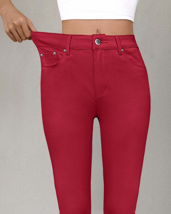Hose Damen Tasche Einfarbig Skinny Lässig