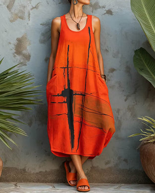 Lässiges Bedrucktes Maxikleid