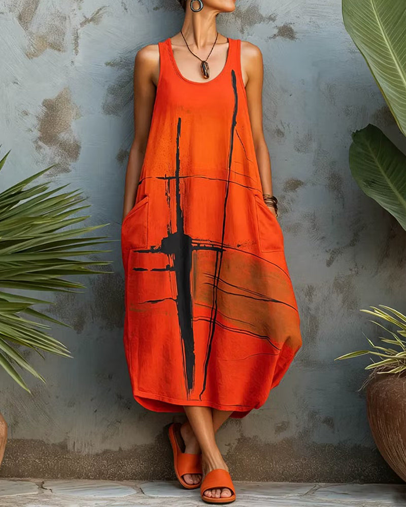 Lässiges Bedrucktes Maxikleid