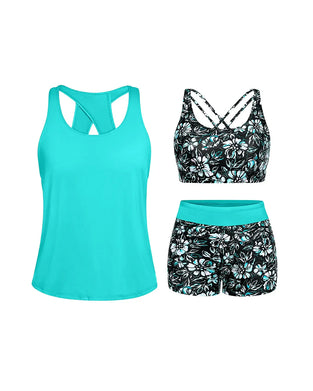 Tankini Blumig Druck Dreiteilig