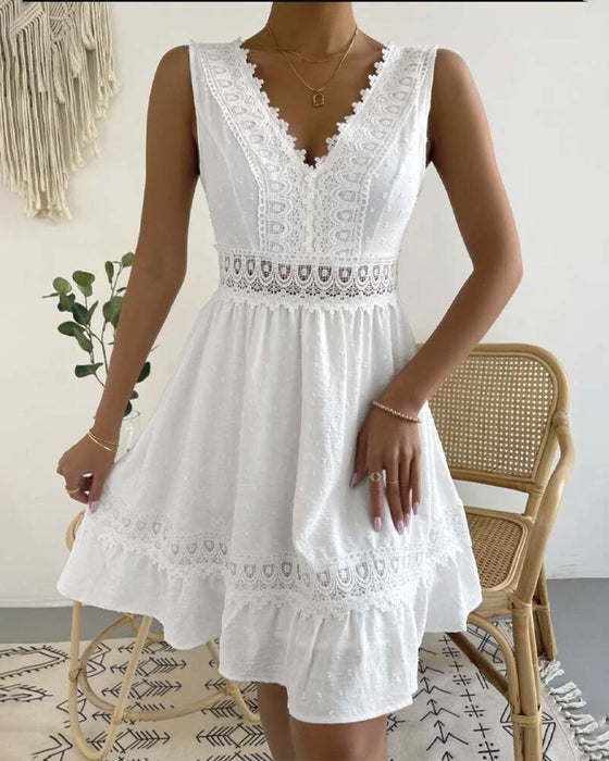 Kleid einfarbig Spitze rückenfrei