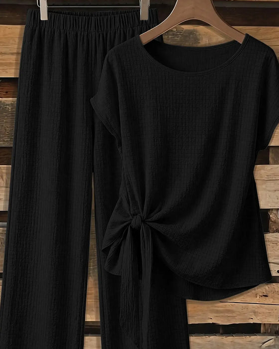Set Kurzarmbluse + Weites Bein Hose