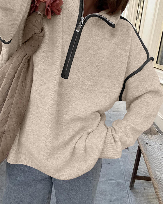 Sweatshirt Revers Reißverschluss Linie