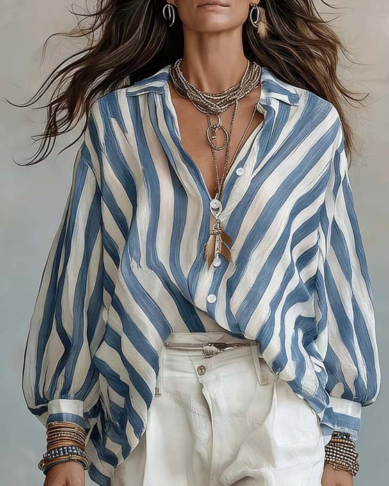 Bluse Aquarell Streifen Locker