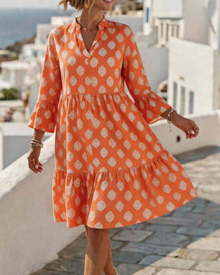 Kleid V-Ausschnitt Gedruckt