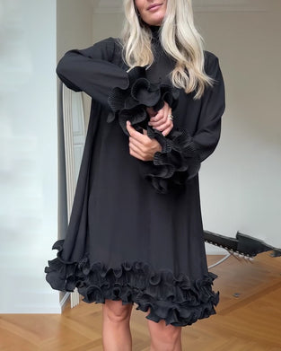 Kleid Designer Hoher Kragen Spitze