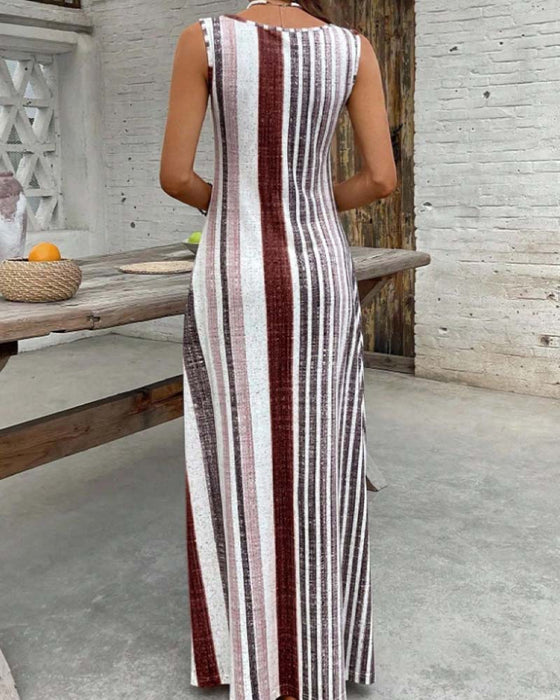 Kleid Ärmellos Bunt Streifen