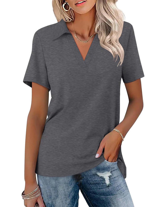 T-Shirt Kurzer Ärmel V-Ausschnitt Polo